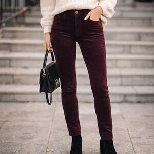 Calvin Klein Burgundy Corduroy Skinny Pants Women’s 10 Stretch Inseam 30